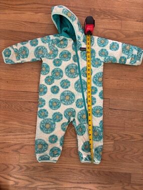 2T Patagonia Kids Teal Floral Hooded One-Piece Romper